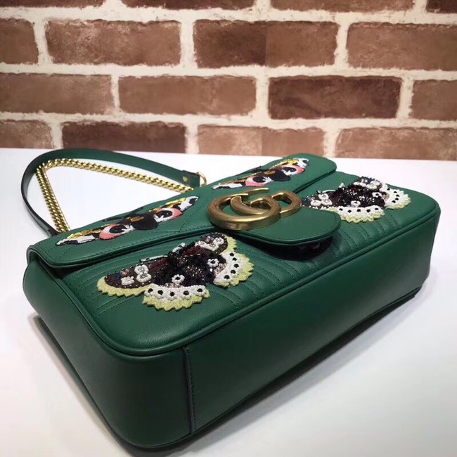 Gucci GG Marmont medium matelasse shoulder bag 443496 green