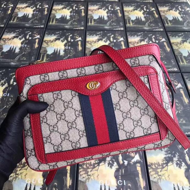 Gucci GG Supreme small shoulder bag 523354 red