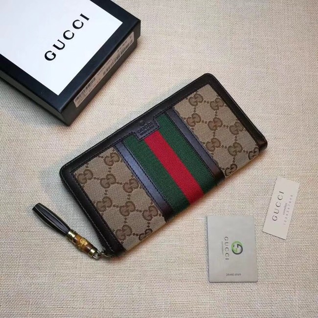 Gucci GG canvas zipper wallet 353651 brown