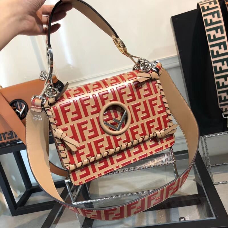 Fendi KAN I LOGO Handbag medium 8BT284 red