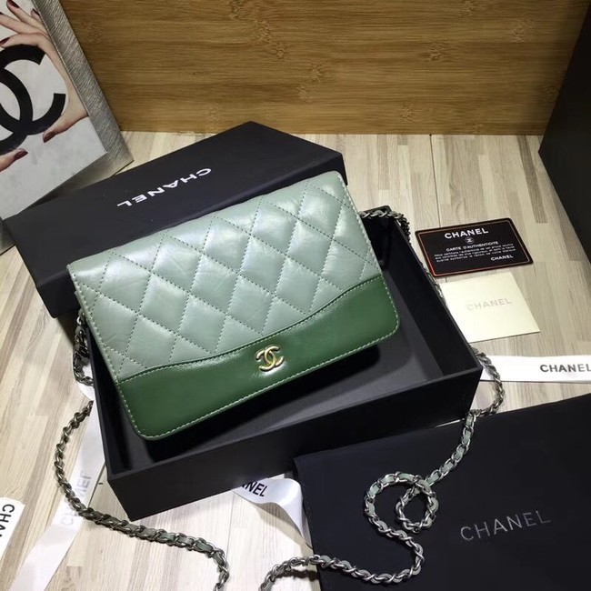 CHANEL GABRIELLE Clutch with Chain A33814 green