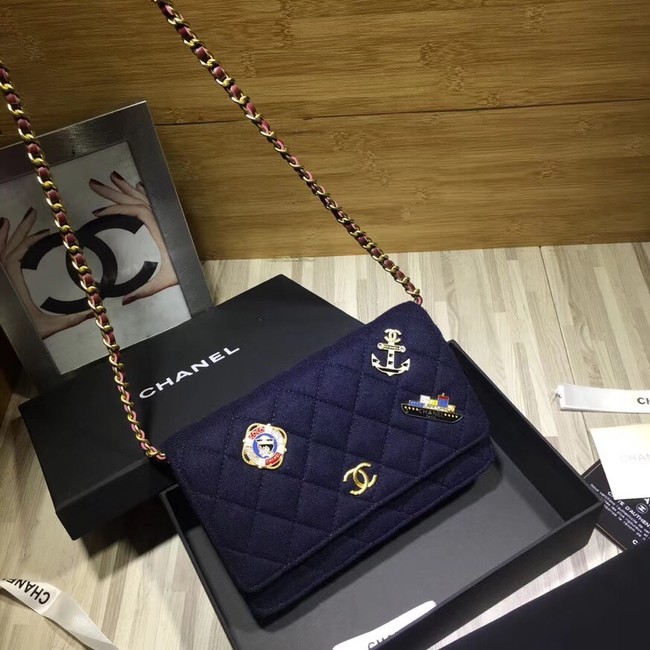 CHANEL Wallet on Chain A70334 Navy Blue