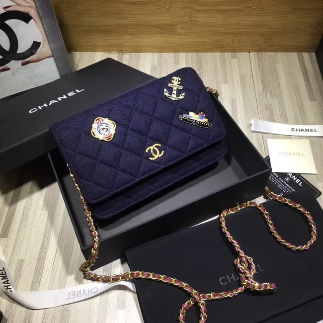 CHANEL Wallet on Chain A70334 Navy Blue