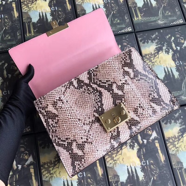 Gucci Padlock medium python shoulder bag 409486 pink