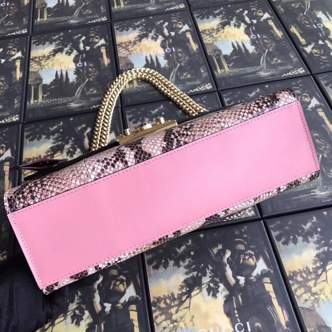 Gucci Padlock medium python shoulder bag 409486 pink