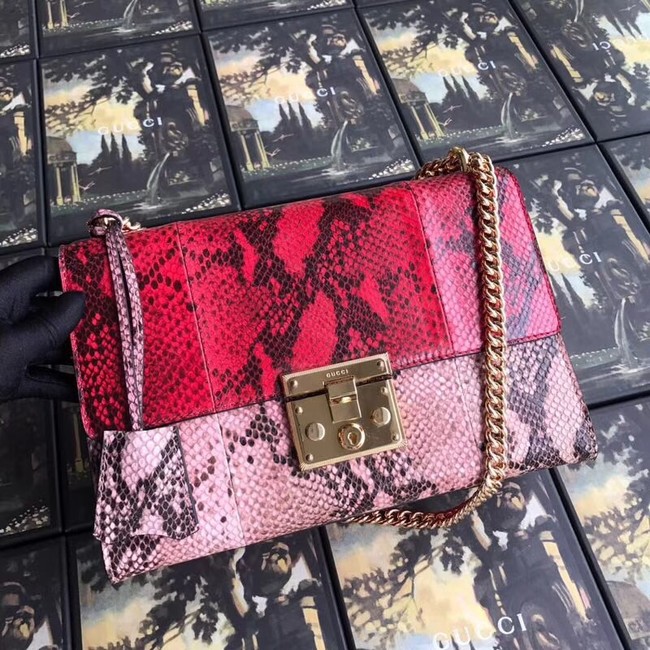 Gucci Padlock medium python shoulder bag 409486 red