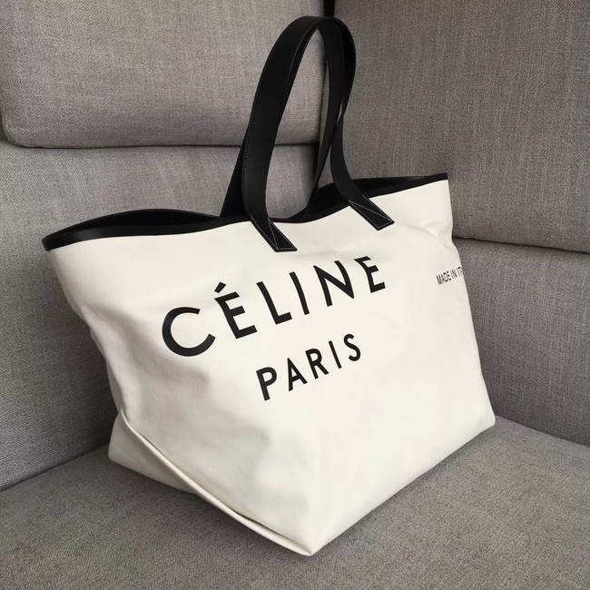 CELINE MEDIUM MADE IN TOTE IN TEXTILE 83180 WHITE & BLACK