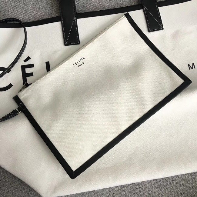 CELINE MEDIUM MADE IN TOTE IN TEXTILE 83180 WHITE & BLACK