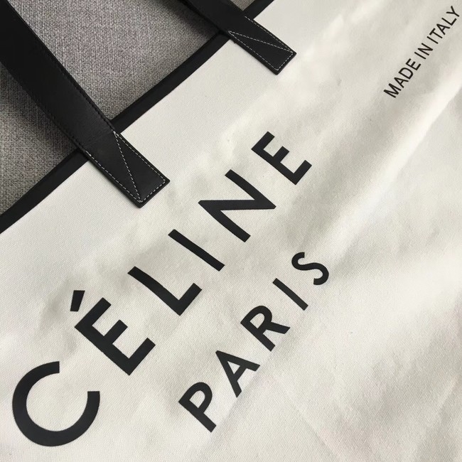 CELINE MEDIUM MADE IN TOTE IN TEXTILE 83180 WHITE & BLACK