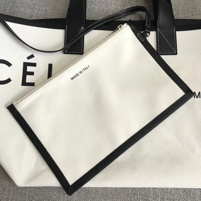 CELINE SMALL MADE IN TOTE IN TEXTIL 83181 WHITE & BLACK