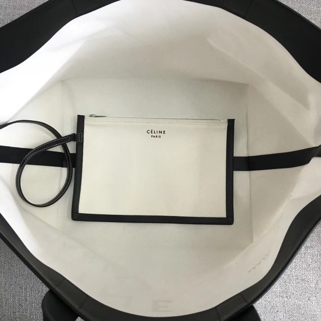 CELINE SMALL MADE IN TOTE IN TEXTIL 83181 WHITE & BLACK