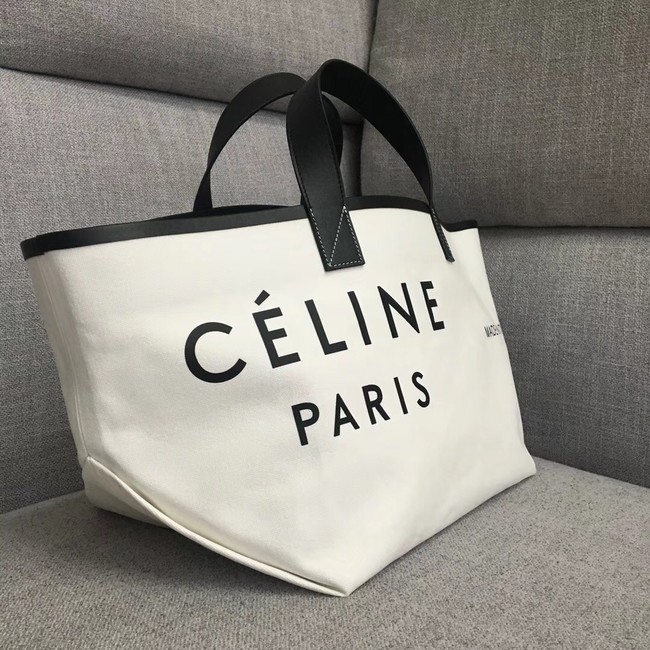 CELINE SMALL MADE IN TOTE IN TEXTIL 83181 WHITE & BLACK