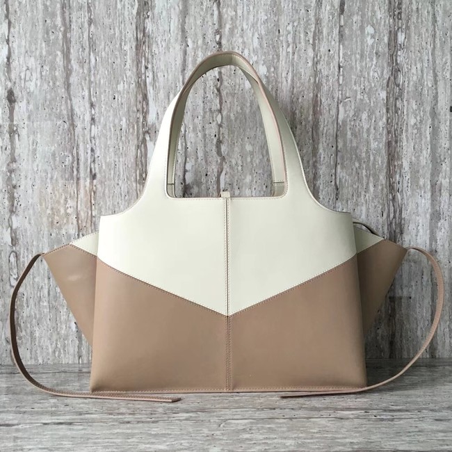 Celine calf leather Tote Bag 43341 White&apricot