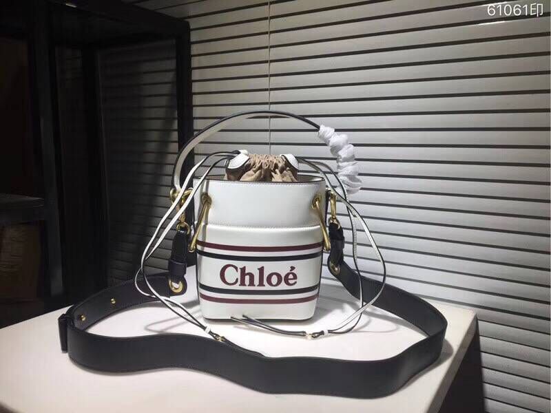 Chloe Roy Mini Smooth Leather Bucket Bag S396 White