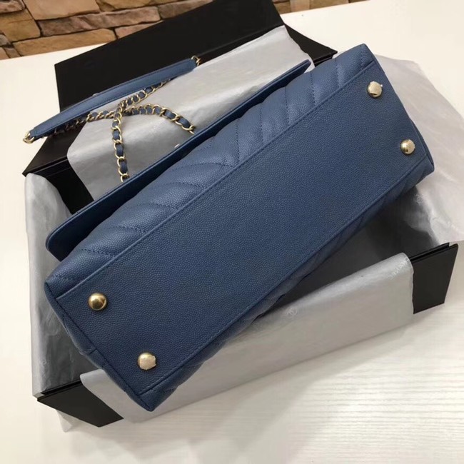 Chanel Flap Bag with Top Handle A92991 blue