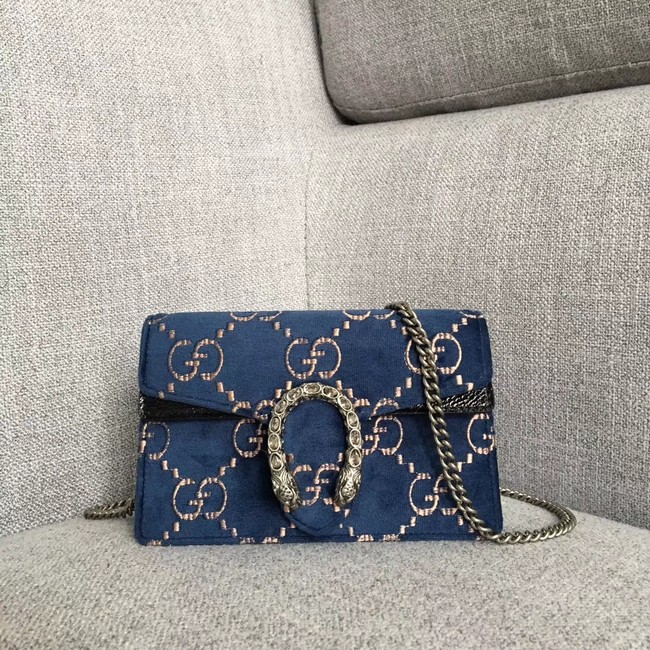 Gucci Dionysus GG velvet super mini bag 476432 blue