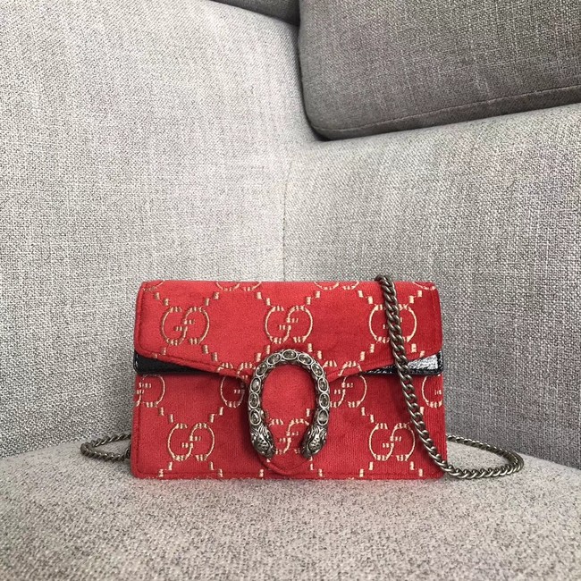 Gucci Dionysus GG velvet super mini bag 476432 red