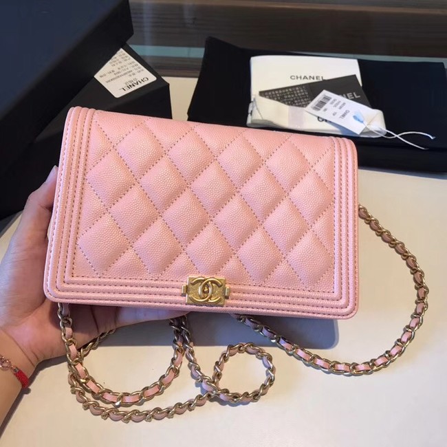 BOY CHANEL Original Wallet on Chain A80287 Pink