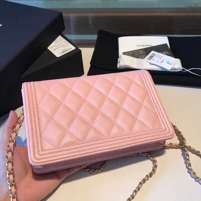 BOY CHANEL Original Wallet on Chain A80287 Pink