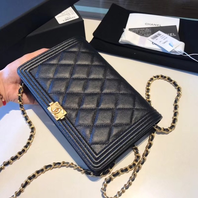 BOY CHANEL Original Wallet on Chain A80287 black