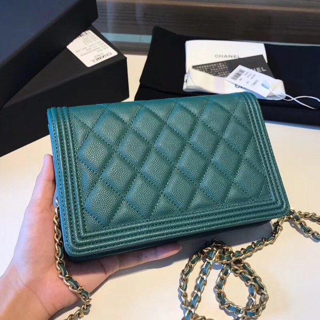 BOY CHANEL Original Wallet on Chain A80287 green