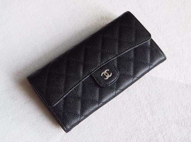 Chanel Classic Flap Wallet A31506 black silver-Tone Metal