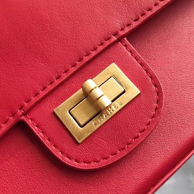 Chanel Original 2.55 Handbag Calfskin & Gold-Tone Metal A37586 red