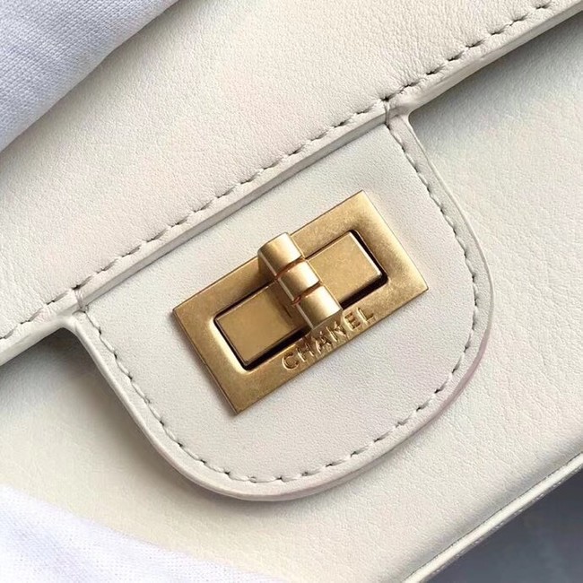 Chanel Original 2.55 Handbag Calfskin & Gold-Tone Metal A37586 white