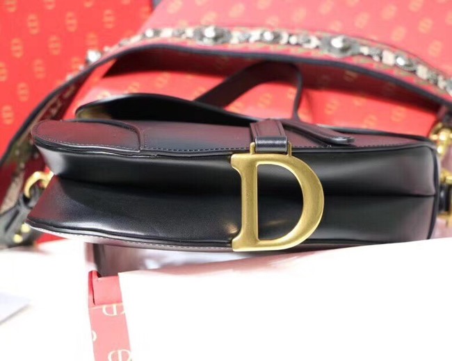 Dior MINI SADDLE BAG IN BLACK CALFSKIN M0447