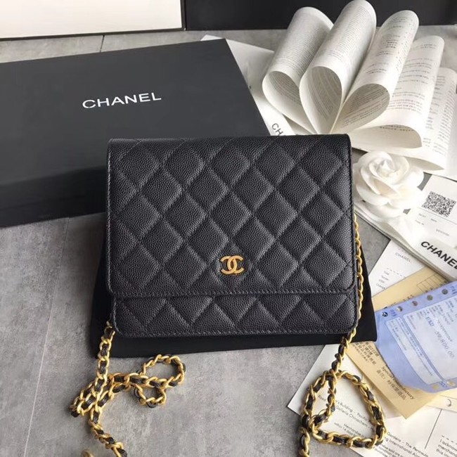 BOY CHANEL Clutch with Chain A84433 black