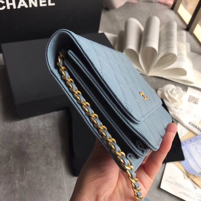 BOY CHANEL Clutch with Chain A84433 blue