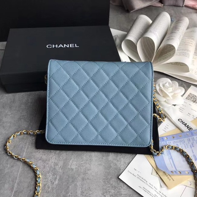 BOY CHANEL Clutch with Chain A84433 blue