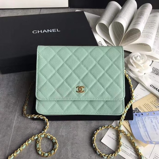 BOY CHANEL Clutch with Chain A84433 green