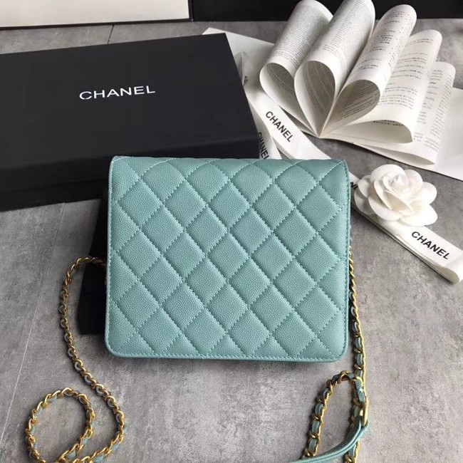 BOY CHANEL Clutch with Chain A84433 sky blue