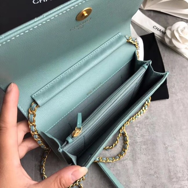 BOY CHANEL Clutch with Chain A84433 sky blue