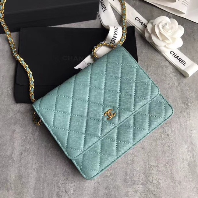 BOY CHANEL Clutch with Chain A84433 sky blue