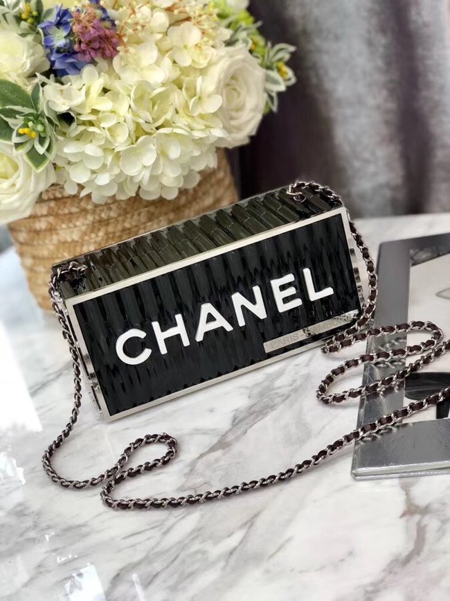 Chanel Minaudiere Resin & Silver-Tone Metal A94670 Black