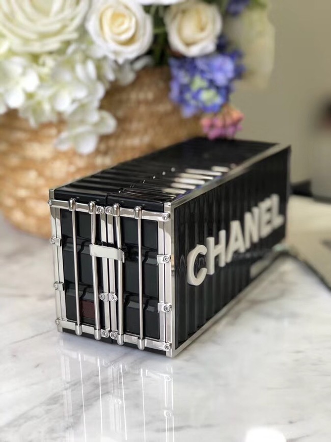 Chanel Minaudiere Resin & Silver-Tone Metal A94670 Black