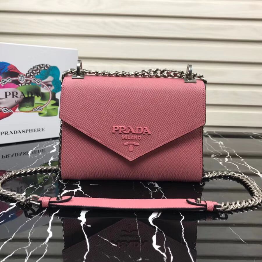 Prada Monochrome Saffiano leather bag 1BD127 pink