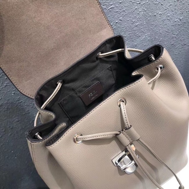 FENDI Kan I Leather knapsack 2570 grey