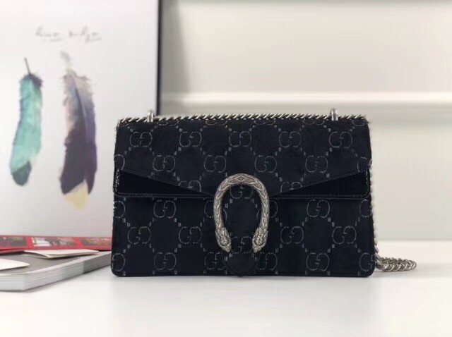 Gucci Dionysus GG velvet small shoulder bag 400249 black