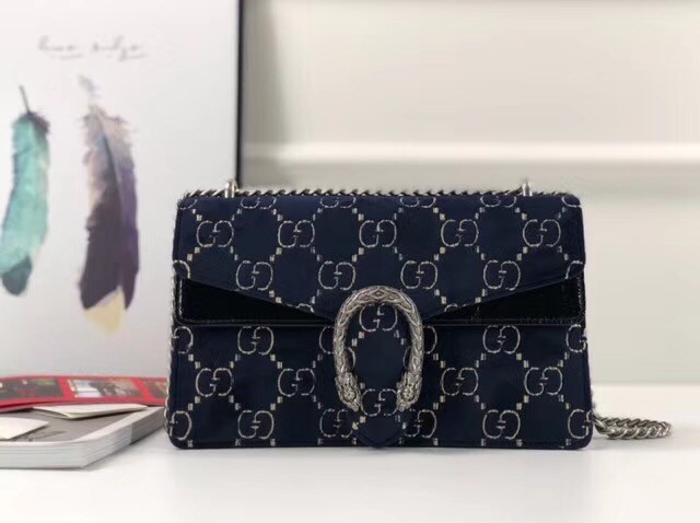 Gucci Dionysus GG velvet small shoulder bag 400249 blue