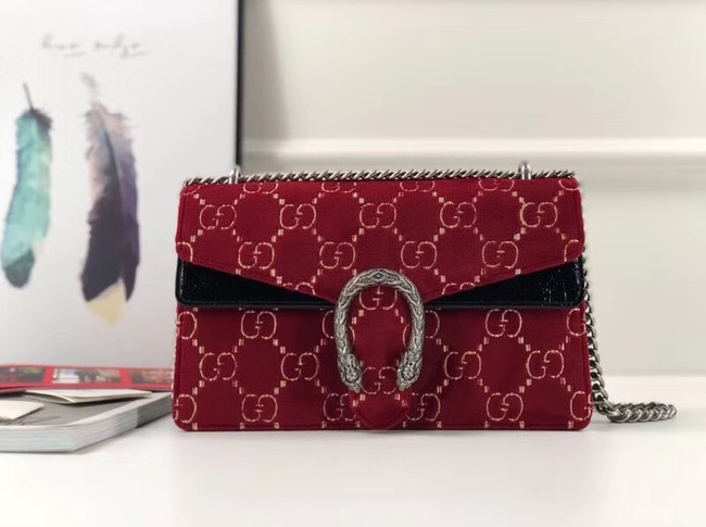 Gucci Dionysus GG velvet small shoulder bag 400249 red