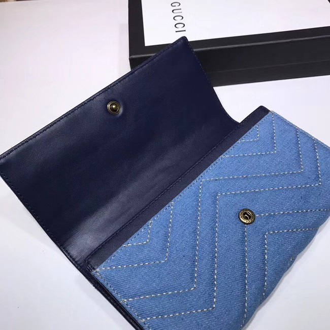 Gucci GG Marmont Denim Wallet B443436 blue