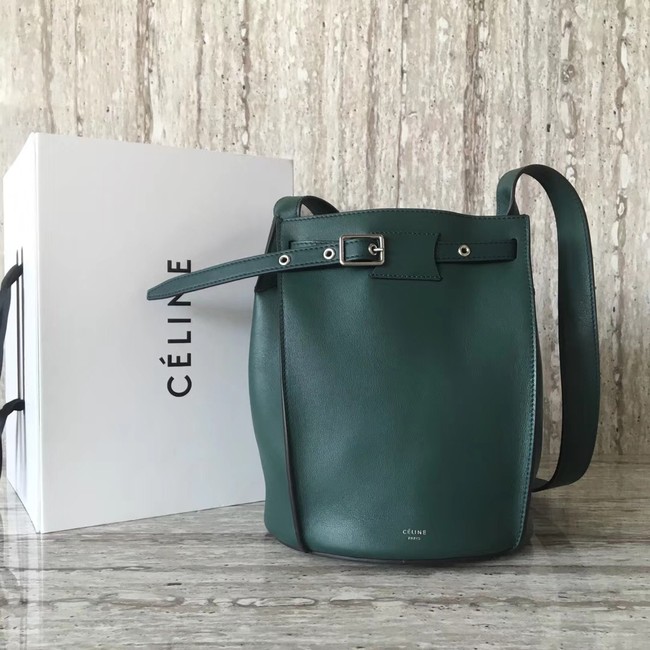 CELINE BIG BAG BUCKET IN SUPPLE GRAINED CALFSKIN 55428 green