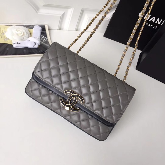 Chanel Original Flap Bag Lambskin & Gold-Tone Metal A57276 grey