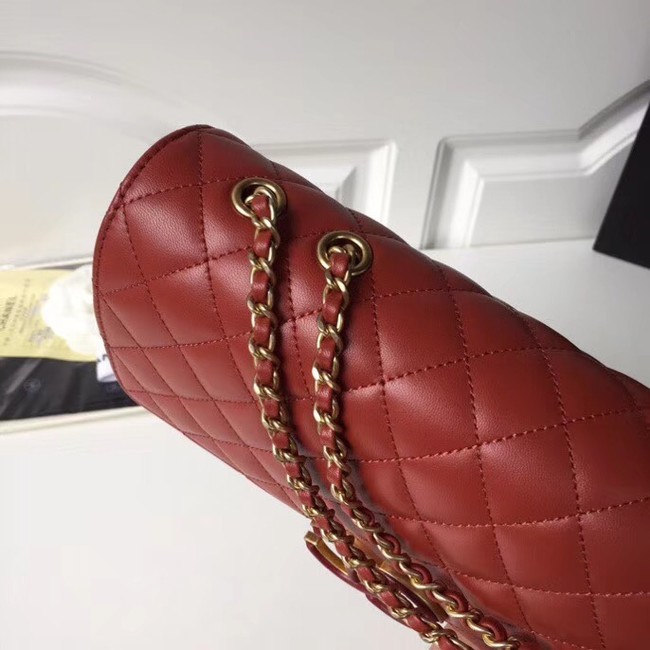 Chanel Original Flap Bag Lambskin & Gold-Tone Metal A57276 red