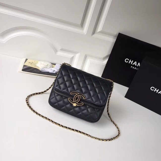 Chanel Original Flap Bag Lambskin & Gold-Tone Metal A57277 navy blue