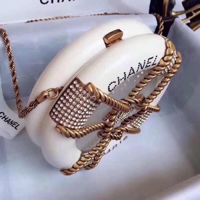 Chanel Original Minaudiere Resin Strass & Gold-Tone Metal A94672 White