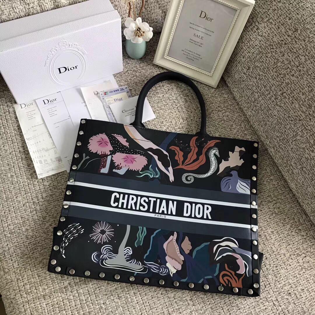 DIOR BOOK TOTE BAG IN MULTI-COLOURED CALFSKIN M1286